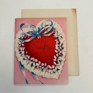 Vintage Valentines Greeting Card for Daughter OS with Envelope Raised Heart